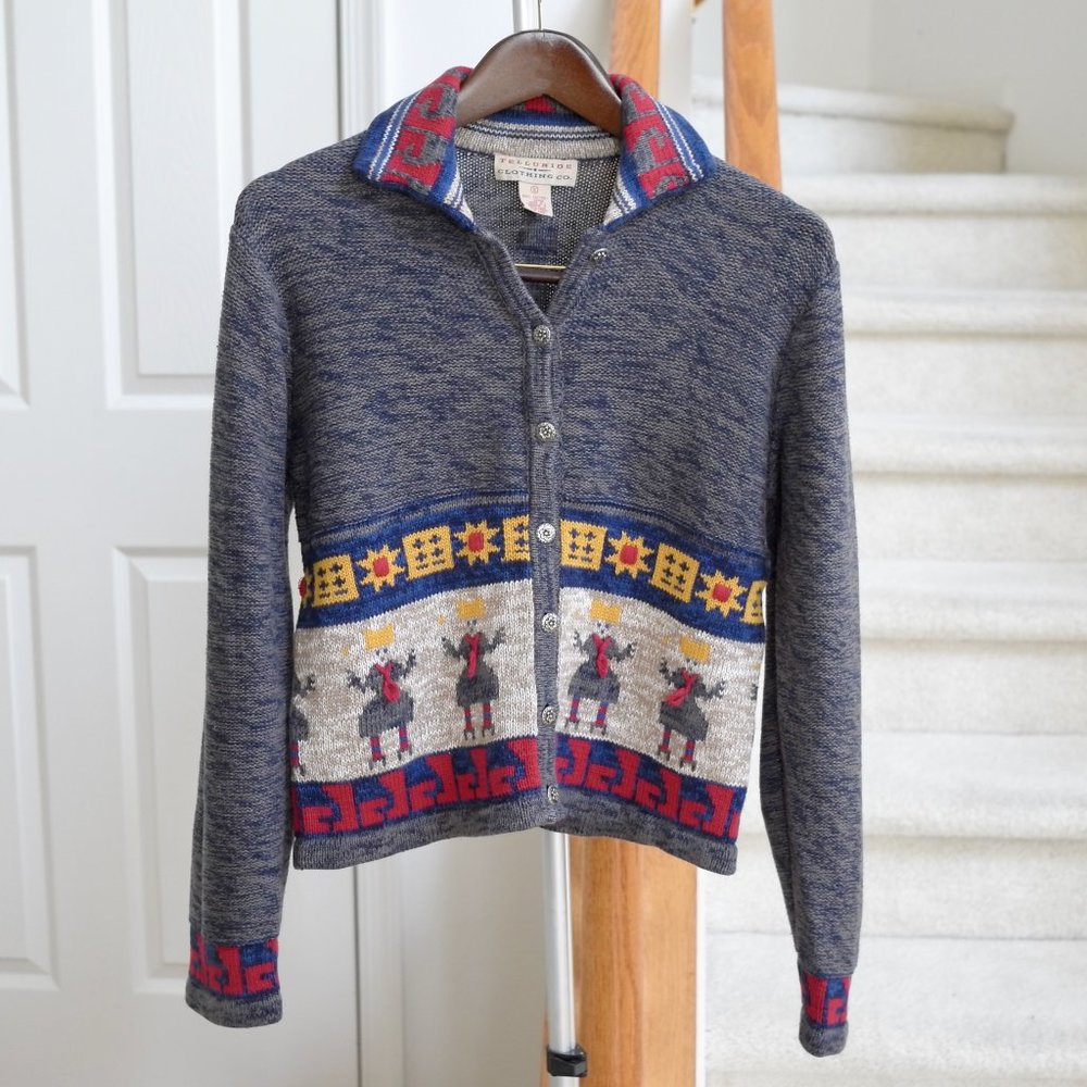 Telluride Women's Cardigan Cotton Multi-Color Sweater Small Colorful